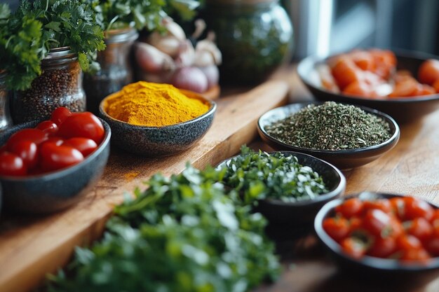 Zestaw przypraw i warzyw